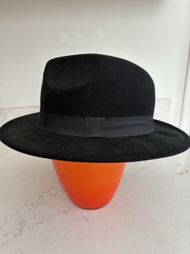 Fedora Felt Hat Black Wide Brim H&M Size M - Picture 3 of 9