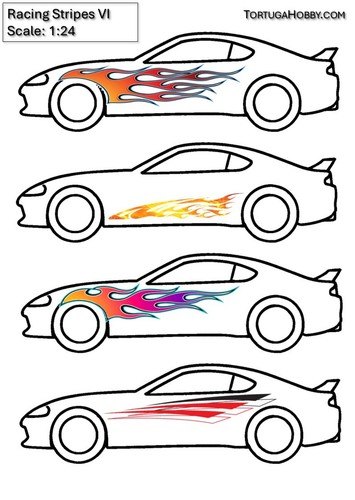 Racing Stripes VI - 1:24 & 1:64 Scale Waterslide Decals - Cars, Trucks, Derby - Picture 6 of 14