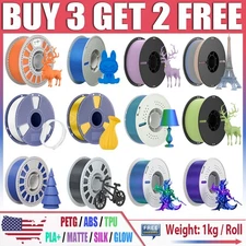 🔥(BUY 3 GET 2 FREE, Add 5) PETG PLA+ ABS TPU 3D Filament 1KG 1.75m Consumables