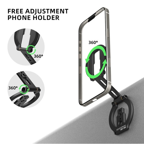 Double Phone Holder Mount Tripod Dual Magnetic Foldable Gym Stand 1/4"-20 Photo - Picture 2 of 15