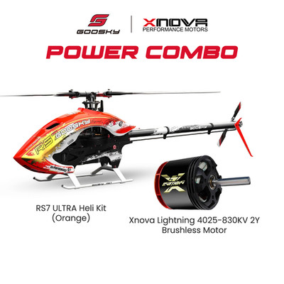 Goosky RS7 ULTRA Helicopter Kit (ORANGE) With Azure 700/105 Blades Combo Xnova L