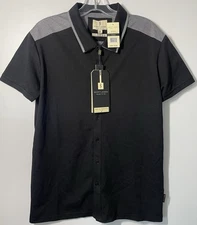 Scott James SS Button Up Polo Shirt SJTS-22074 Men’s M Black Heathered Charcoal