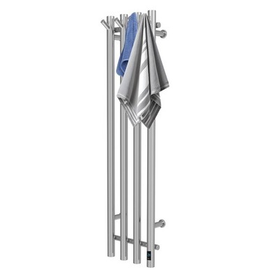 Electric Heated Towel Rack Warmer, Wall Mounted, Stainless Steel, 4 Bar Verti...