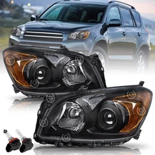 For 2009-2012 Toyota RAV4 Black Headlights W/Bulbs Assembly Amber Corner Lamp