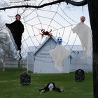 8Pcs Outdoor Halloween Decorations Hanging Ghosts Decor Cobweb Lighted Up NEW
