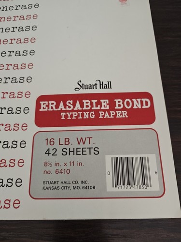 Vintage Stuart Hall löschbares Bond Schreibpapier, 16 Pfund Breite, 8,5 x 11, Nr. 6410 - Bild 2 von 4
