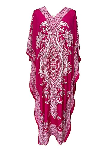 Free Size Kaftan Tunic Holiday Dress Beach Cover up fits 14,16,18,20,22,24 - Picture 60 of 101
