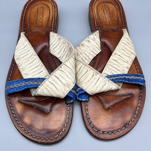 Cordani Sandals Womens 8.5 Leather Italy Made Suola Cuoio Italian Flats Straps - Picture 6 of 8