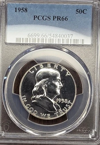1958 Franklin Half Dollar Proof PCGS PR66 50C Brilliant Mirror Proof Silver