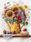 New ListingDiy Needlepoint Kit Summer flowers Cross-Stitch Craft Set for Home