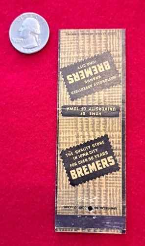 Bremers Clothing Matchbook 40er Jahre Iowa City, Iowa VINTAGE - Bild 2 von 4
