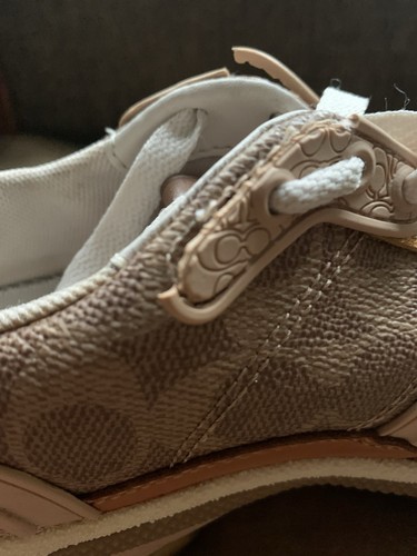 Coach Mujer Lona/Gamuza Logo Zapatillas Tostado/Marrón/Dorado, Talla 7B - Imagen 13 de 14