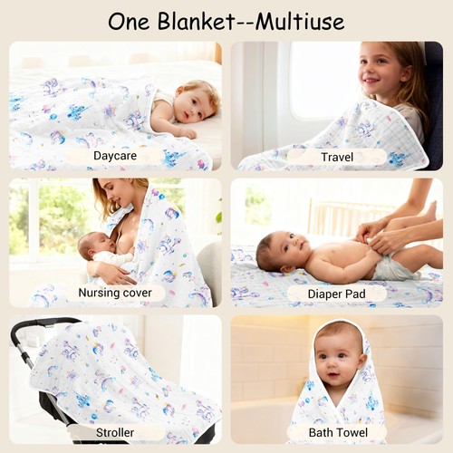 Muslin Toddler Blanket Thicker, 47x47 Organic Cotton Kids Quilt Hypoallergeni... - Bild 5 von 7