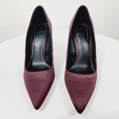 Zara Satin Court High Heel Pumps With Contrasting Red Heel in Eggplant Size 41 - Picture 10 of 20