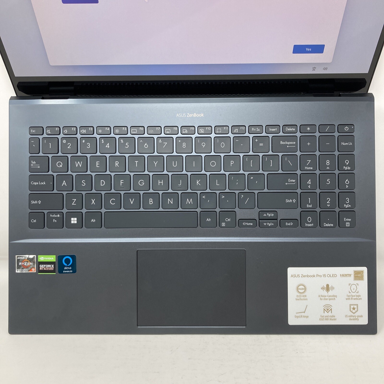 ASUS ZenBook Pro 15 OLED UM535Q AMD Ryzen 9 16GB RAM 1TBSSD RTX 3050 (A10) - Picture 9 of 15