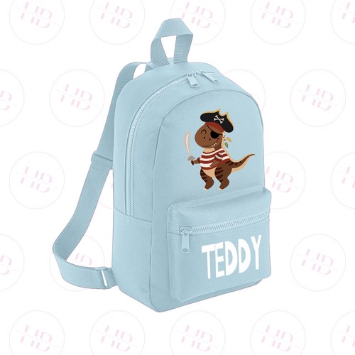 Personalised Dino Pirate Backpack Nursery Rucksack Kids Back To School Bag - Picture 24 of 24