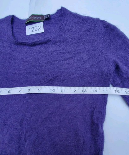 Suéter Joseph Abboud Old Money púrpura bebé tejido alpaca mujer talla SM flecos dobladillo - Imagen 4 de 12