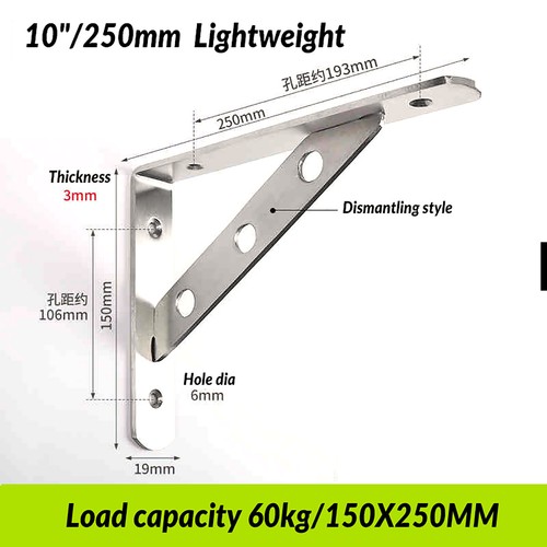 Soporte de estantería de acero inoxidable soporte de carga pesada conjunto ángulo consola soporte estante de pared - Imagen 16 de 29