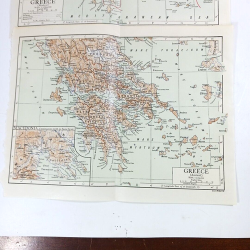 2 Antique Greece Macedonia Color Maps from Encyclopedia Pre-War WWI 1910s 1911 - Picture 3 of 8