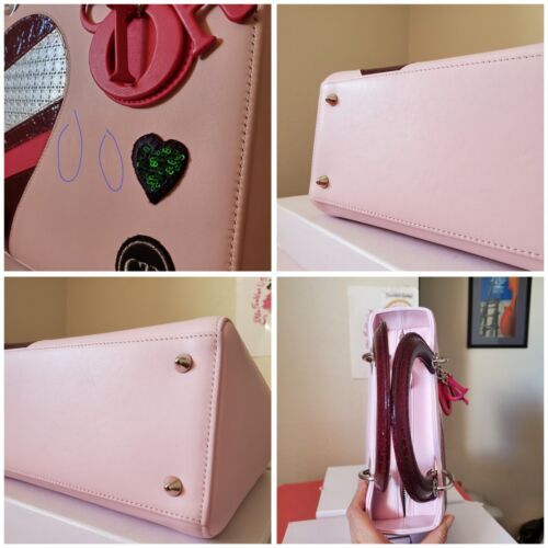 $6500 Lady Dior Pink Heart Valentines Medium Limited Edition bag Red Handles - Picture 8 of 14