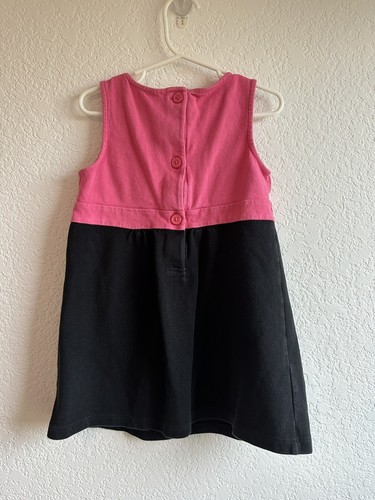 Gymboree Puppy Dress Girl’s 5 Pink Black Embroidered Spotted Dog 100% Cotton - Picture 2 of 3
