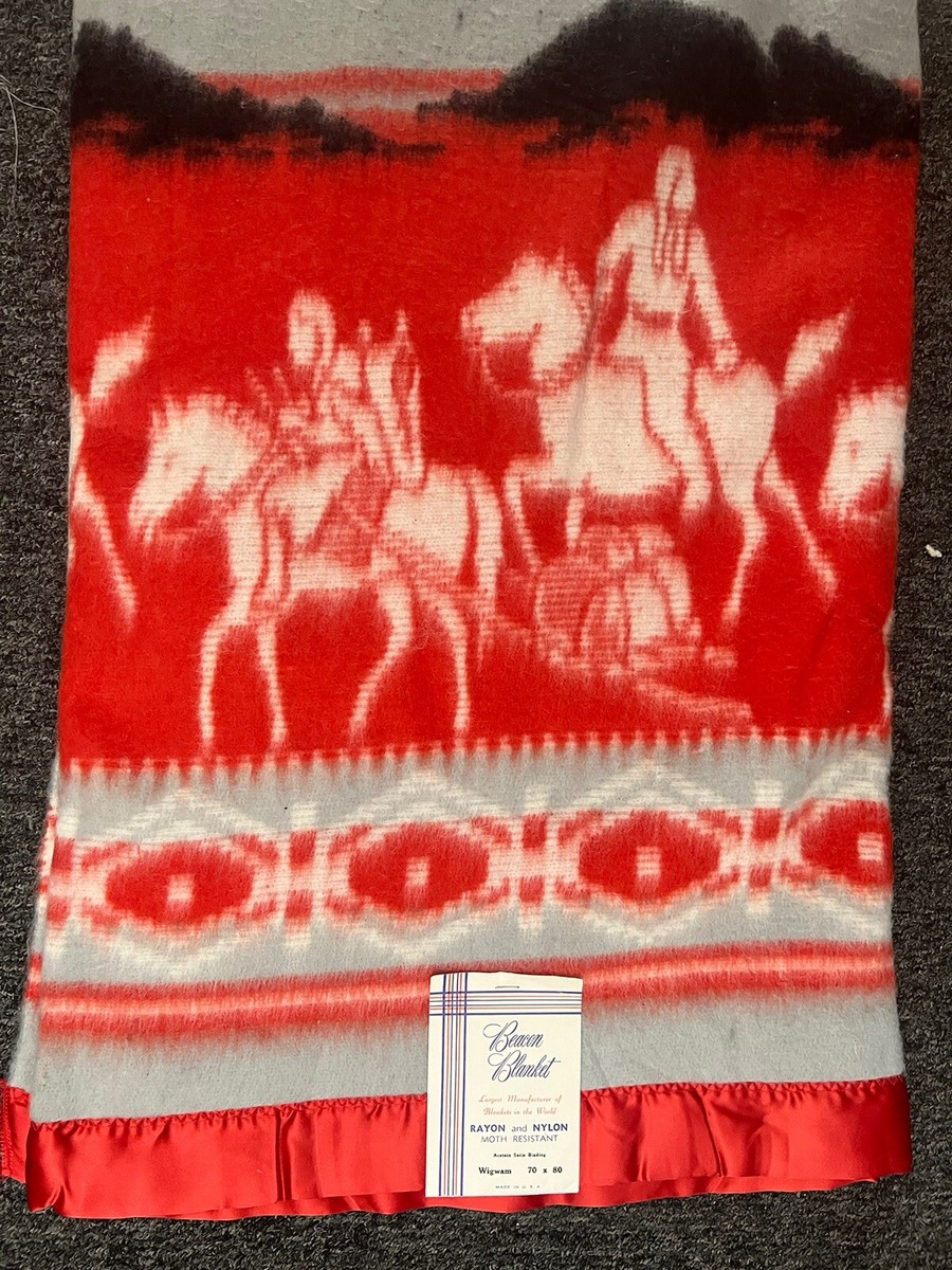 Vintage Beacon Blanket Reversible Indians Native American