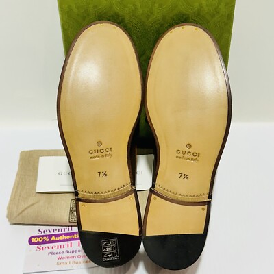 NIB Gucci Interlocking G Size 7.5 US 8 Brown Leather Loafers Slip-On Shoes Gucci Interlocking G Men main image 4