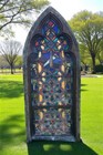 Antique Arch Stained Glass Window (31x74) Gothic Church Window, Stained Glass J1