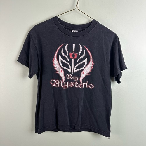 WWE Wrestling REY MYSTERIO T-Shirt Youth Large WCW WWE Cotton Black Wrestling