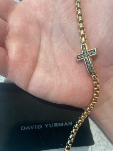 DAVID YURMAN 18K ROSE GOLD PAVE CROSS BRACELET WITH-CHAMPAGNE DIAMONDS - Picture 5 of 7