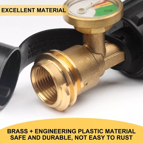 Propane Tank Gauge Brass Adapter w/Gas Pressure Level Meter Indicator - Picture 11 of 16