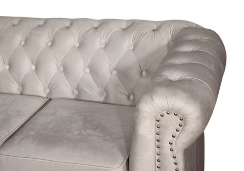 Chesterfield SET 3 2 Sitzer Sessel Hocker Schlafsofa Stoff Weiss Rollen FARBEN - Bild 29 von 50