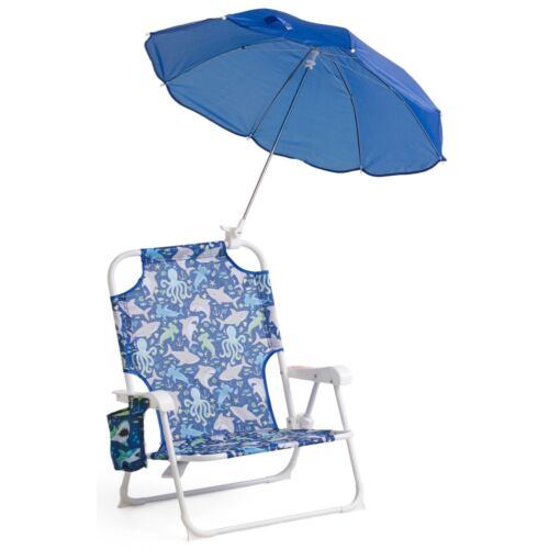 TOMMY BAHAMA Beach Chair 3-6 Years Sea Life Blue Foldable Umbrella Cup Holder