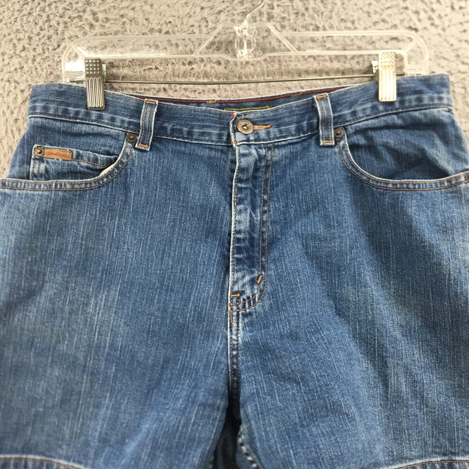 Женские джинсовые шорты Eddie Bauer 14 стандартных размеров (фактические 33x4,5) синие джинсовые с высоким подъемом - Изображение 2 из 4