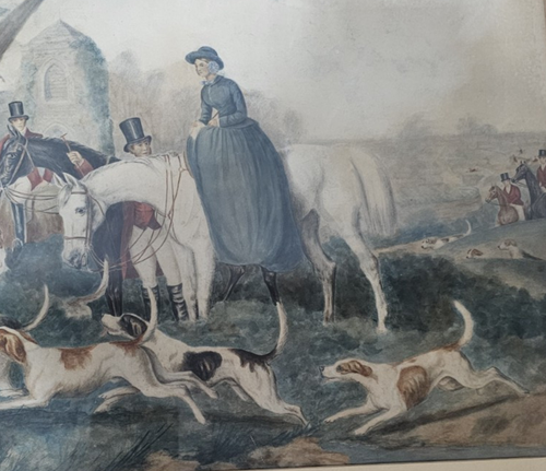 19th Century British School Fox Hunting Scene Hounds & Foxes Water Color Framed - Picture 4 of 7