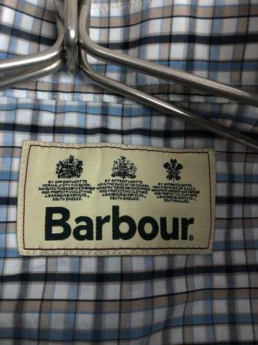 Barbour Check Plaid Shirt Buddon Navy short sleeve with pocket - Picture 8 of 12