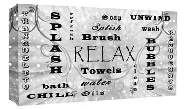 Bathroom Words Black /& White Quote on Premium CANVAS WALL ART Picture Print
