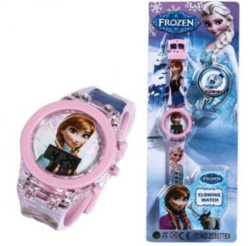 Children's Watch Frozen Anna Elsa Cartoon Flashing Light Up Digital Kids Hero - Picture 4 of 9