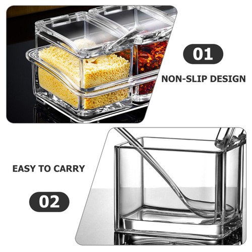 1 Set of Seasoning Box Condiment Storage Container Pepper Spice Sugar Salt - Picture 4 of 12