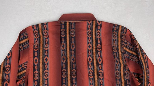 Wrangler Long Sleeve Pearl Snap Western Shirt Youth XXL Orange Aztec Rodeo - Picture 10 of 10