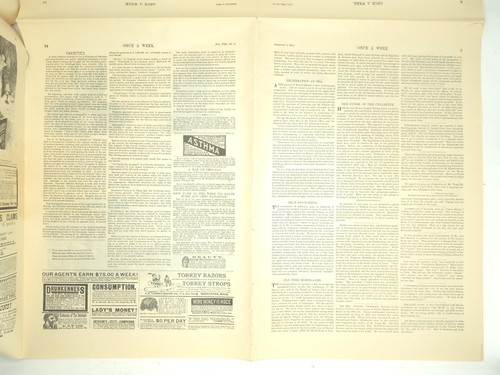 1892 Charlotte Queen Wurtemberg Engraving Once A Week Newspaper Uncut NY Hebrew - Picture 9 of 11