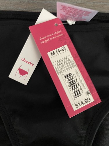 Juniors' Cheeky Bikini Bottom swimsuit Xhilaration Black size M - Picture 6 of 6
