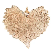 Zhannel Real Leaf PENDANT COTTONWOOD Rose Gold Dipped Genuine Leaf New