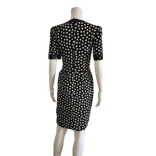Escada by Margaretha Ley Polka Dot Silk Sequins Dress V-Neckline Womens Size 34 - Picture 2 of 12