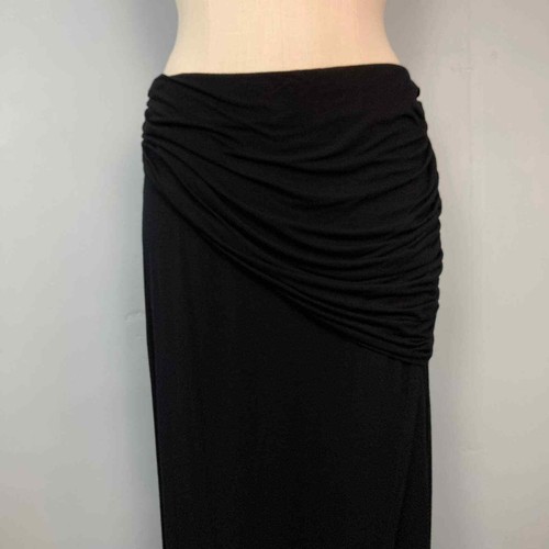 CAbi Runaround Draped High Low Maxi Jersey Skirt Size M Black Style 5052 Ruching - Picture 2 of 12