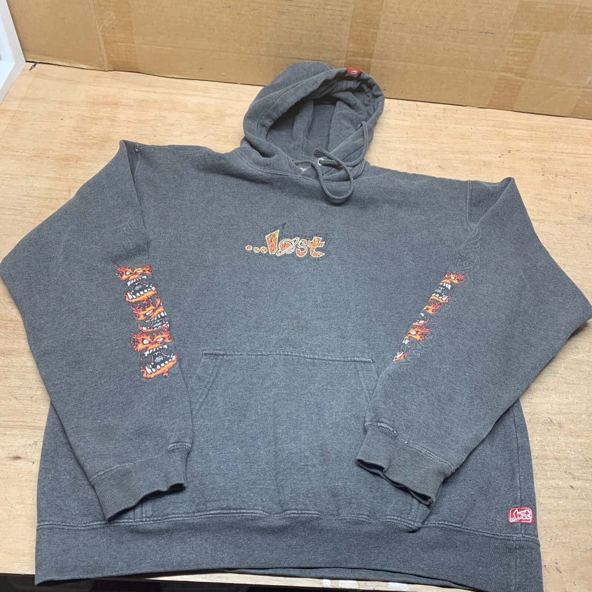 Lost Flame Hoodie Lost Enterprises 90s Vintage Sweatshirt Skateboards Mens M