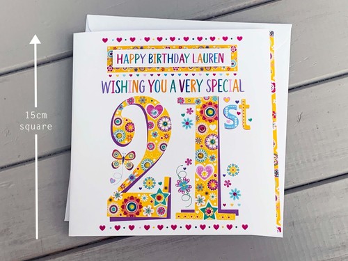 21° biglietto di compleanno, personalizzato, biglietto di compleanno, età speciale 21, idee per biglietti 21 - Foto 8 di 10