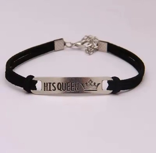 2x Her King & His Queen Partner Armband Geschenk Paar Couple Liebe Kette Gravur - Bild 4 von 6