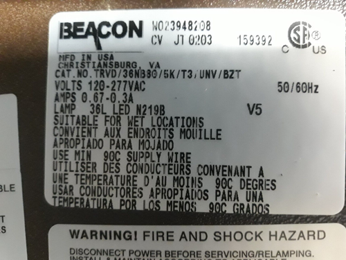 BEACON 36 LED TRAVERSE DOWNLIGHT ALUMINUM HOUSING TRVD36NB80T3UNVBZT - Picture 4 of 5