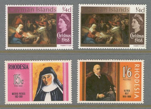 CE21 British Colonies Rhodesia Cayman Isl 1968 MNH 4v Painting Art Christmas